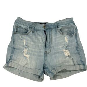 Hollister Blue Jean Shorts Distressed Cuffed